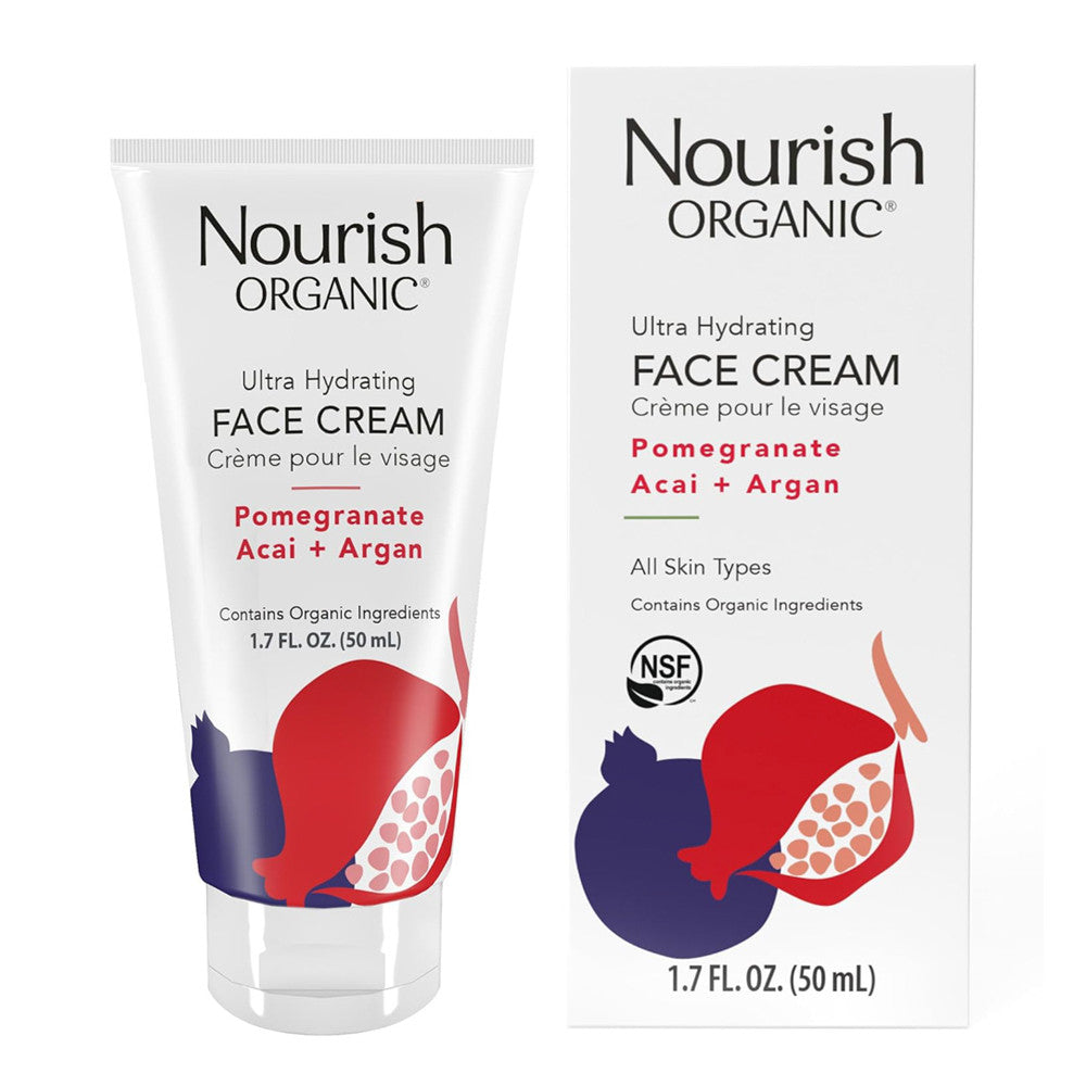 Nourish Organic Ultra Hydrating Face Cream with Pomegranate and Argan, 1.7 Oz